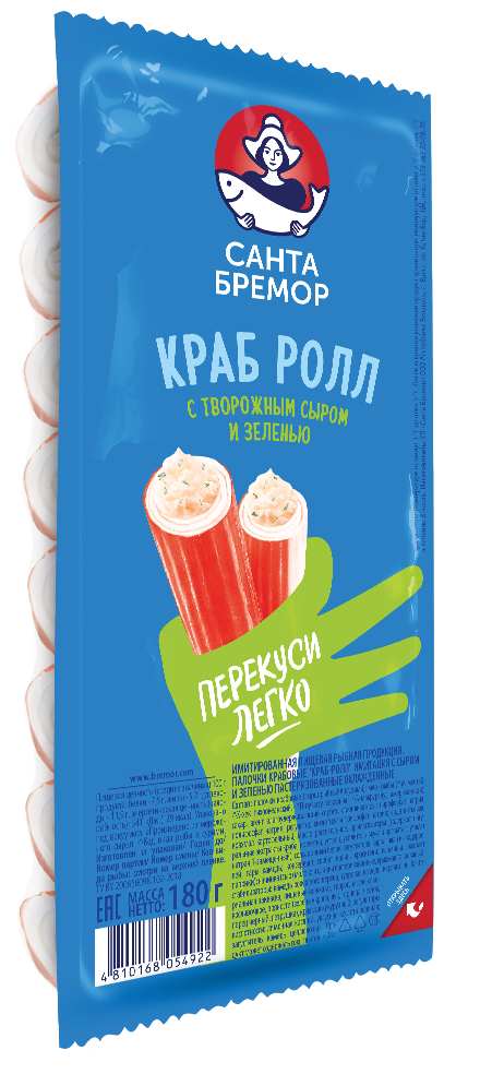 Санта Бремор "Краб- ролл" с сыром и зеленью 180г | 15шт купить в интернет-магазине Санта&Кэш