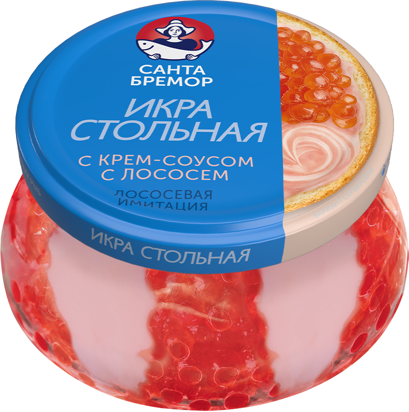 Санта Бремор Икра лососевая "Стольная" имитация с крем-соусом с копченым лососем 220г | 6шт купить в интернет-магазине Санта&Кэш