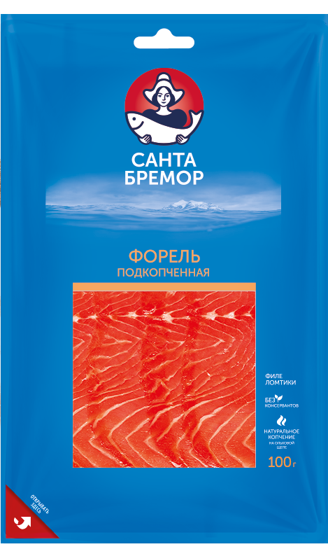 Санта Бремор Форель радужная филе-ломтики подкопченная 100г купить в интернет-магазине Санта&Кэш