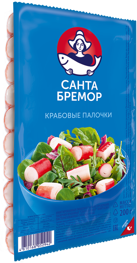 Санта Бремор Палочки крабовые "Санта Бремор" классические охлажденные имитация 200г | 15шт купить в интернет-магазине Санта&Кэш