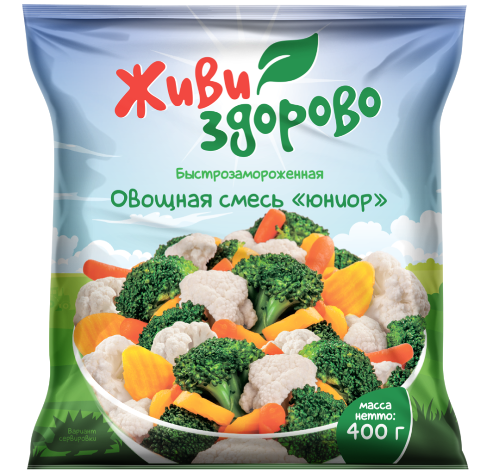 Живи Здорово Быстрозамороженная овощная смесь "Юниор" 400г купить в интернет-магазине Санта&Кэш