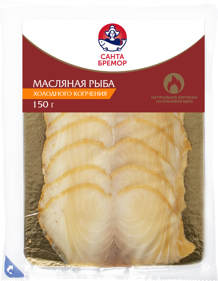 Санта Бремор Масляная рыба филе-ломтики холодного копчения 150г  купить в интернет-магазине Санта&Кэш