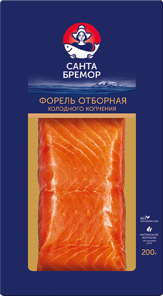 Санта Бремор Форель радужная филе-кусок холодного копчения отборная 200г купить в интернет-магазине Санта&Кэш