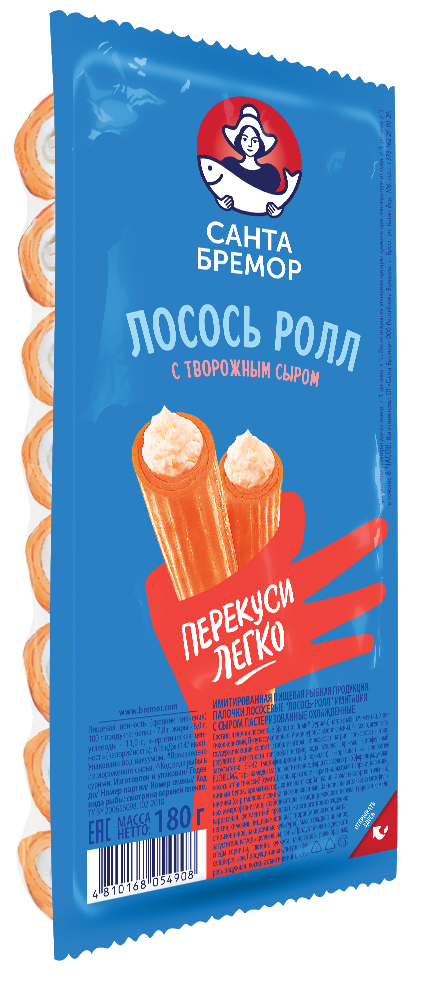 Санта Бремор "Лосось-ролл" с сыром 180г | 15шт купить в интернет-магазине Санта&Кэш