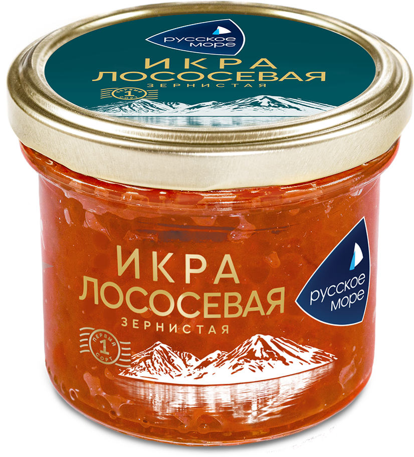 Русское Море Икра лососевая зернистая соленая горбуши 1сорт 95г купить в интернет-магазине Санта&Кэш