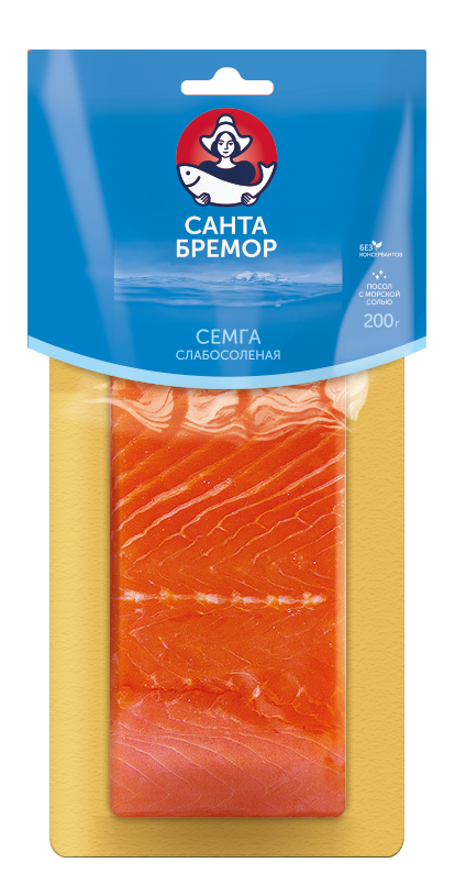 Санта Бремор Семга слабосоленая филе-кусок 200г купить в интернет-магазине Санта&Кэш