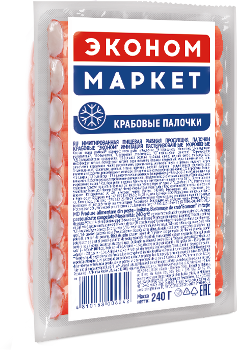 Эконом Маркет Палочки крабовые "Эконом Маркет" замороженные имитация 240г | 25шт купить в интернет-магазине Санта&Кэш