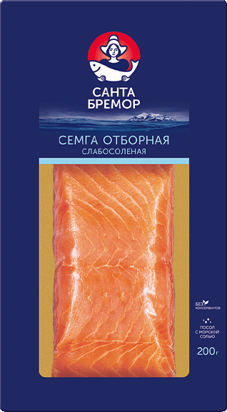 Санта Бремор Семга филе-кусок слабосоленая отборная 200г купить в интернет-магазине Санта&Кэш