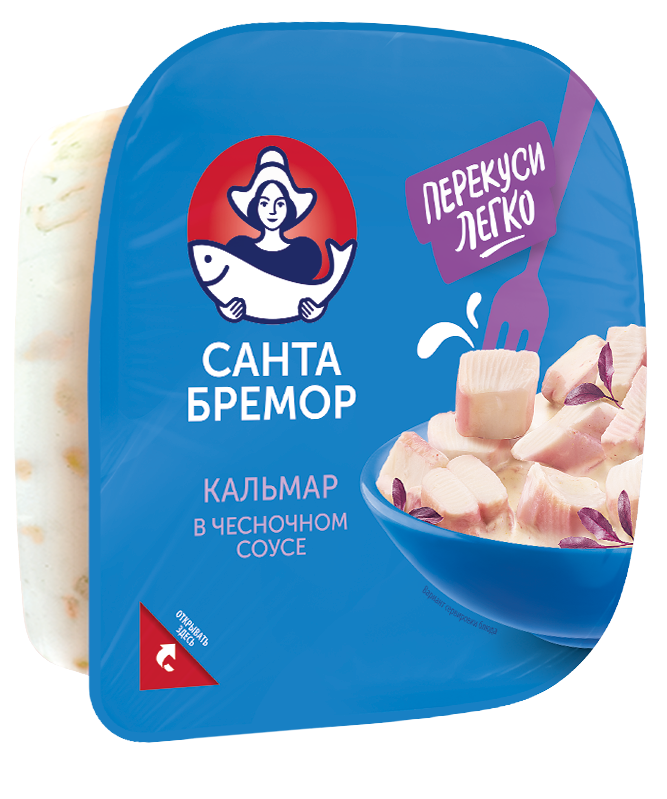 Санта Бремор Салат из кальмаров в чесночном соусе 150г | 6шт купить в интернет-магазине Санта&Кэш