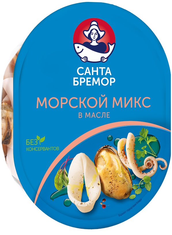 Санта Бремор Коктейль из морепродуктов в растительном масле «Морской микс» 180г | 6шт купить в интернет-магазине Санта&Кэш